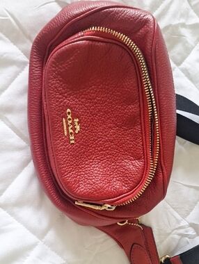 COACH Red Pebbled Leather Belt Bag